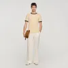 Sandro Two-tone Patch T-shirt In Nude