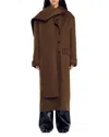 Sandro Double-breasted Wool Coat In Olive Green
