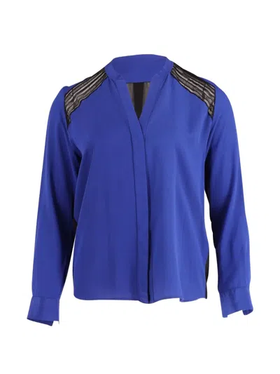 Pre-owned Sandro V-neck Blouse In Blue