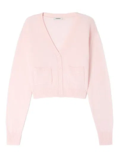 Sandro V-neck Cropped Cardigan In Pink