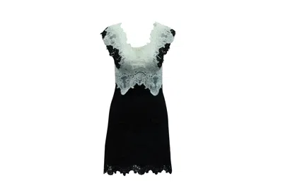 Sandro V Neck Lace Short Dress In Black Polyester