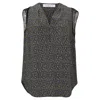 Sandro V-neck Lace Trim Blouse In Multicolor Silk In Multi