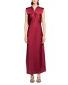 Sandro Womens Bordeaux V-neck Sleeveless Satin Maxi Dress In Burgundy