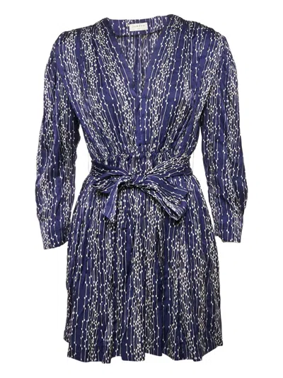 Pre-owned Sandro V-neck Mini Dress In Blue