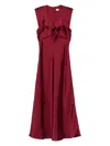 Sandro Womens Bordeaux V-neck Sleeveless Satin Maxi Dress In Red