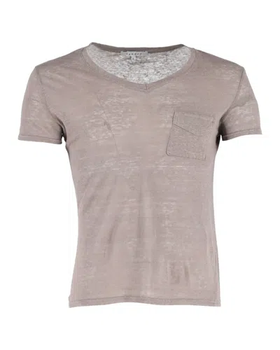 Sandro V-neck T-shirt In Brown Linen