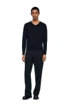 Sandro V-neck Wool Sweater In Black