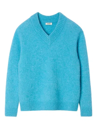 Sandro V-neck Wool Sweater In Blue