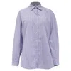 Sandro Valentine Embellished Striped Button-down Shirt In Blue Cotton In Blue