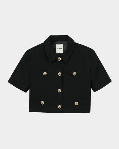 Sandro Cropped Jacket In Black