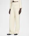 Sandro Tweed Bead-trim Tailored Trousers In Ecru