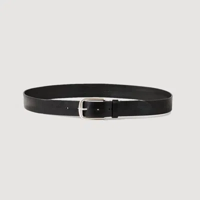 Sandro Vegetable-tanned Leather Belt In Black