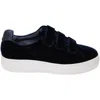Sandro Velcro Low Top Sneakers In Navy Blue Velvet In Blue