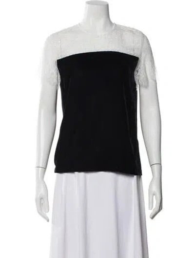 Pre-owned Sandro Velvet Crew Neck Top In Black