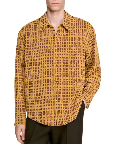 Sandro Velvet Flocking Thread Shirt In Brown