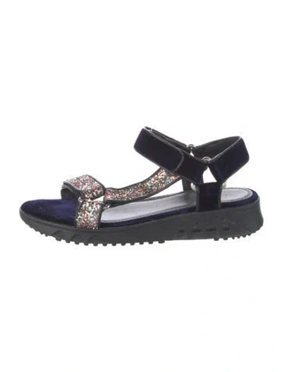 Pre-owned Sandro Velvet Glitter Accents Sandals In Multi