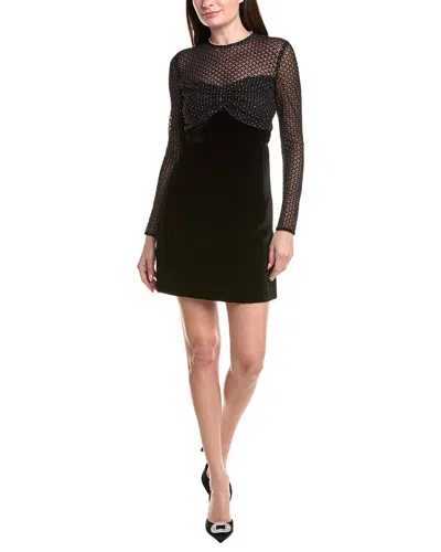 Sandro Velvet Mini Dress In Black
