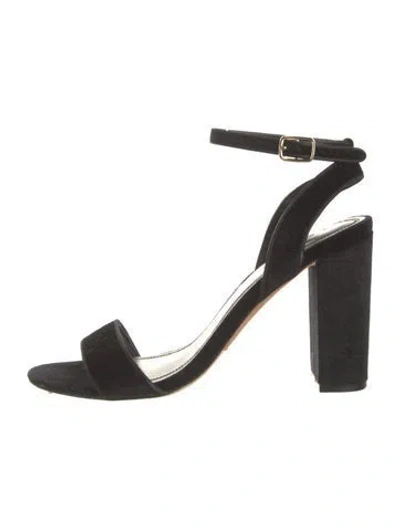 Pre-owned Sandro Velvet Sandals In Black
