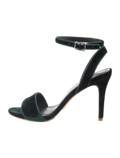 Pre-owned Sandro Velvet Sandals In Green