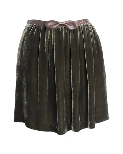 Sandro Velvet Skirt With Bow In Green Viscose