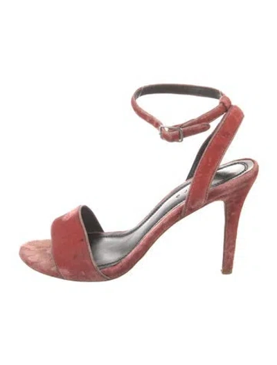 Pre-owned Sandro Velvet Slingback Sandals In Pink