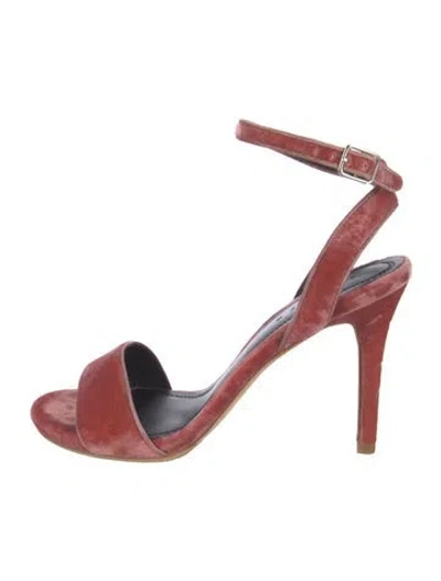 Pre-owned Sandro Velvet Slingback Sandals In Red