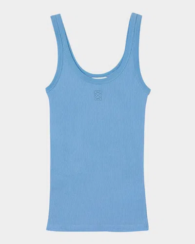 Sandro Vertige Ribbed Tank Top In Bleus