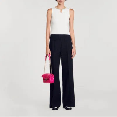 Sandro Vest Top With Jewelry Neck In White