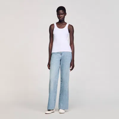 Sandro Vest Top With Rhinestones In White