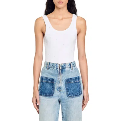 SANDRO SANDRO JERSEY TANK WITH RHINESTONES