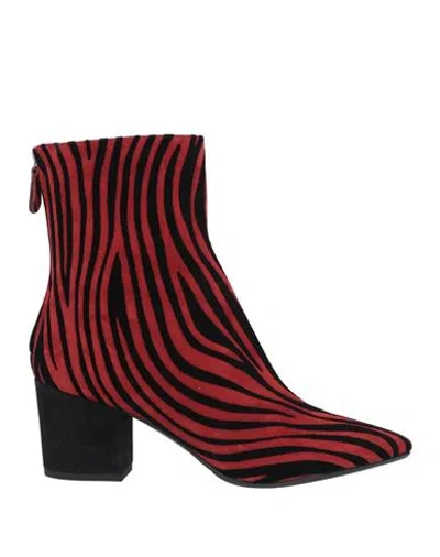 Sandro Vicari Woman Ankle Boots Brick Red Size 7 Leather