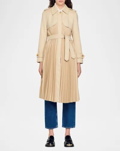 SANDRO VINO PLEATED TRENCH COAT