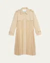 Sandro Vino Pleated Trench Coat In Neutral