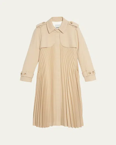Sandro Vino Pleated Trench Coat In Sand