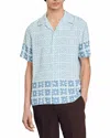 Sandro Vintage Flower Regular Fit Camp Shirt In Bleus