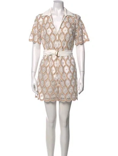 Pre-owned Sandro Vintage Lace Pattern Jumpsuit In Neutrals