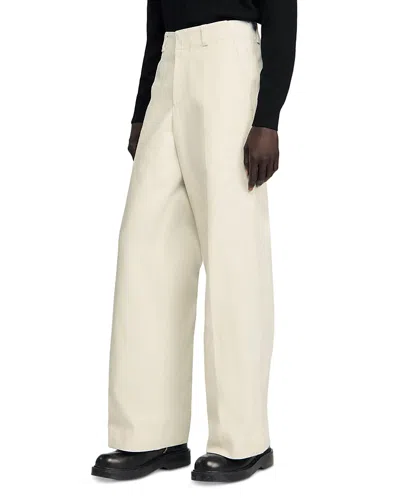 Sandro Vintage Wide Leg Canvas Trousers In White In Neutral