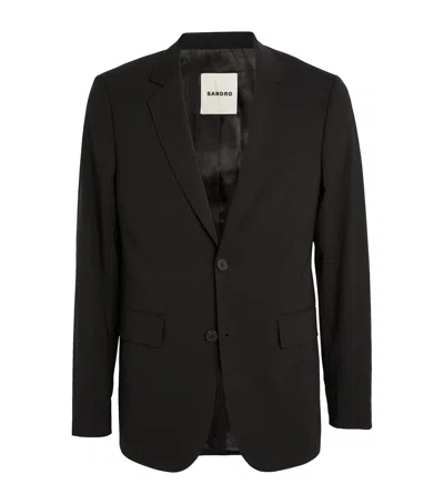 Sandro Virgin Wool Blazer In Black