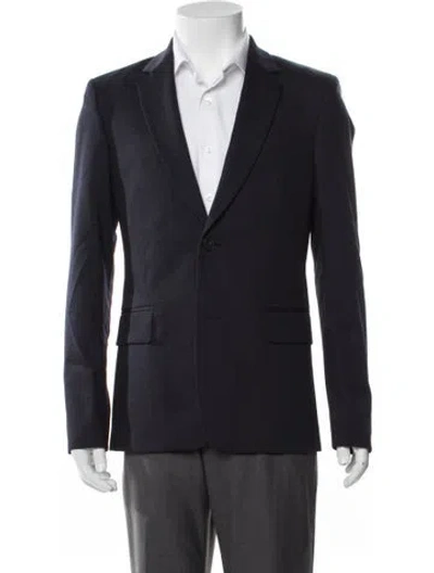 Pre-owned Sandro Virgin Wool Blazer W/ Tags In Blue