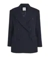 Sandro Virgin Wool-blend Blazer In Blue
