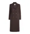 Sandro Virgin Wool-blend Double-breasted Overcoat In Brown