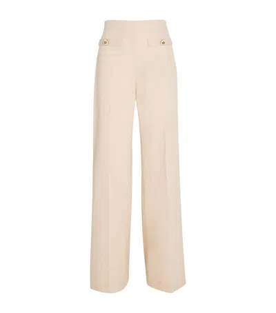 Sandro Virgin Wool-blend Wide-leg Trousers In Neutral