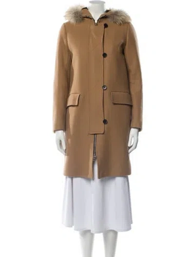 Pre-owned Sandro Virgin Wool Fur Coat In Neutral