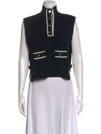 Pre-owned Sandro Virgin Wool Mock Neck Sweater In Black