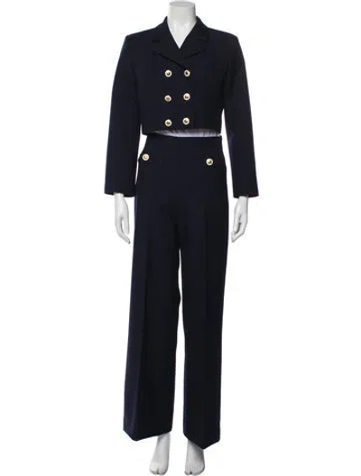 Pre-owned Sandro Virgin Wool Pantsuit In Blue