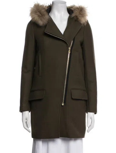 Pre-owned Sandro Virgin Wool Parka In Brown