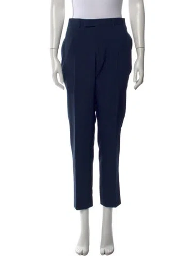 Pre-owned Sandro Virgin Wool Straight Leg Pants In Blue