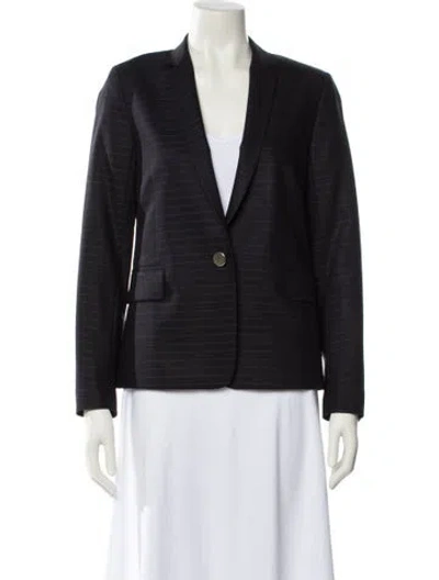 Pre-owned Sandro Virgin Wool Striped Blazer In Black