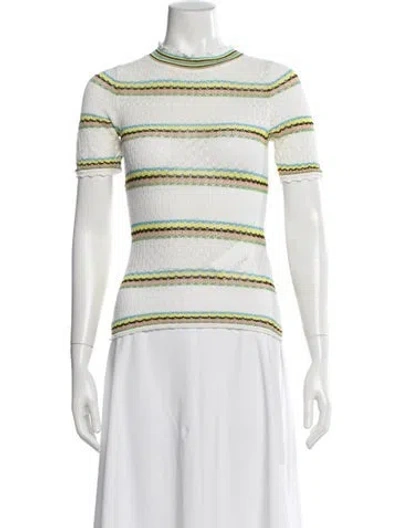Pre-owned Sandro Virgin Wool Striped Top In White