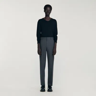 Sandro Virgin Wool Suit Trousers In Gray